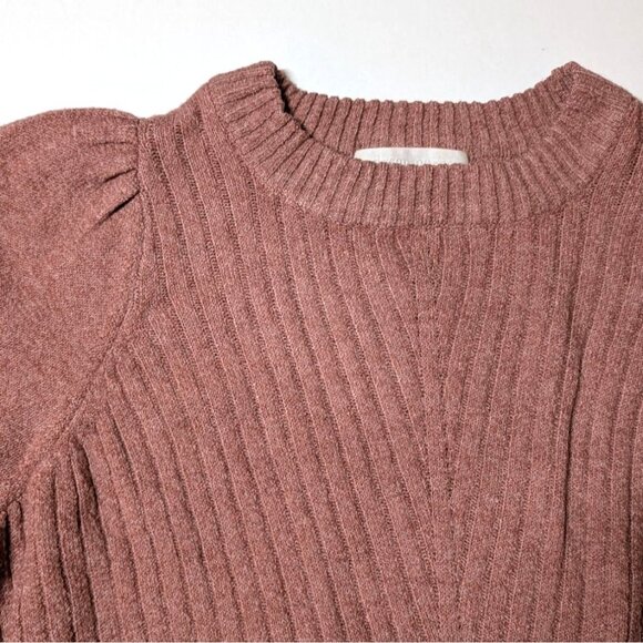 Adyson Parker Womens Ribbed Knit Pullover Sweater S Blouson Sleeves Dusty Rose - Picture 6 of 8